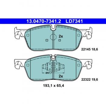 Juego de pastillas de freno ATE 13.0470-7341.2 para JAGUAR F Pace, XE (X760), XF (X260), preparado para indicador de desgaste, excluyendo contacto avisador de desgaste
