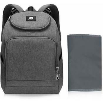 Meinkind Bolso-Mochila Bebe, Mochila Carrito Bebe Mamá Viajar, Bolso Carro Bebe Multifuncional Portátil, Mochila Bebe para Pañales y Biberones Térmicos, Oxford Bolso Bebe con Gran Capacidad, Gris