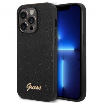 Funda de TPU con Brillos y Logo Metálico para iPhone 14 Pro - Negra