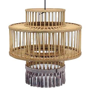 Lámpara de Techo DKD Home Decor Marrón Beige 50 W Flecos Urbano 220 V 45 x 45 x 46 cm