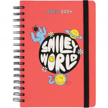Agenda escolar 2023/2024 semana vista A5 12 meses Smiley Erik rojo multilingüe