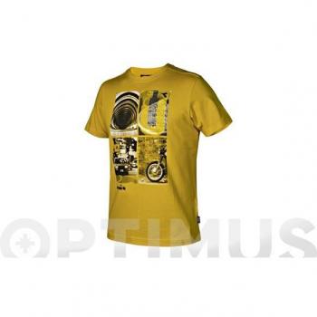 Camiseta de algodón orgánico con estampado en tono azufre talla S