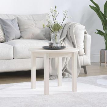 Mesa de Salón Redonda de Madera Maciza de Pino Blanco Ø 55x45 cm