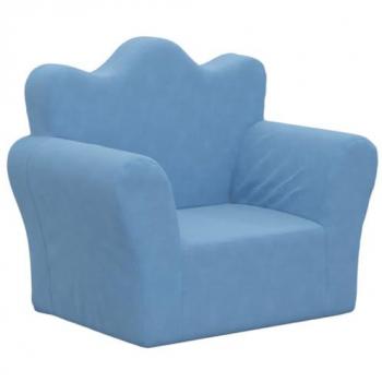 Sofá para niños azul de felpa suave
