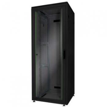 Armario de Red 32U Serie Única 800x800 mm Negro con Puerta de Vidrio