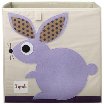 3 Sprouts - Caja de almacenamiento cúbico - Contenedor de almacenamiento para niños y niños pequeños, Conejo'