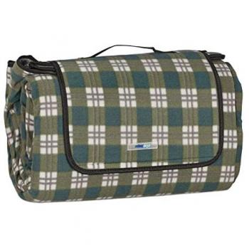 Manta Pícnic XXL Aislante e Impermeable 200x300 cm con Asa, Multicolor y Forro Polar a Cuadros