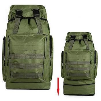Mochila de Senderismo Plegable Impermeable 60L+10L Verde para Montañismo y Camping