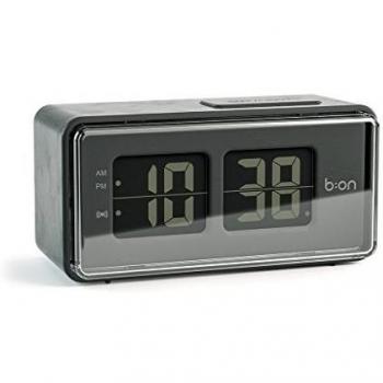Balvi B:ON - Flip Despertador Digital de Tipo Flip. Pantalla de LCD, imita el Movimiento de un Reloj Flip.Color Negro.