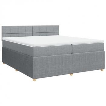 Cama box spring con colchón tela gris claro 200x200 cm