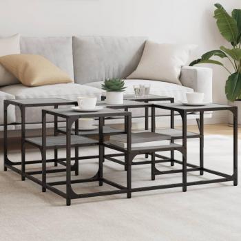 Mesa de centro Sonoma de madera multicapa gris 91x91x40 cm