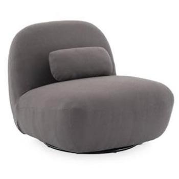 Sillón Giratorio 360 en Borreguito Texturizado Gris Spino, 85x85x75 cm