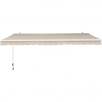 Outsunny Toldo Manual Plegable de Aluminio 295x250cm Ángulo Ajustable Manivela para Exterior Balcón Jardín Terraza Crema