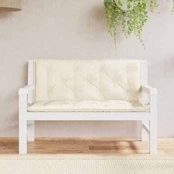 Cream White Oxford Fabric Garden Bench Cushion 120x(50+50)x7 cm