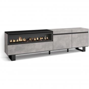 Mueble TV Industrial con Chimenea Eléctrica, 200x57x35cm, para Televisores hasta 80