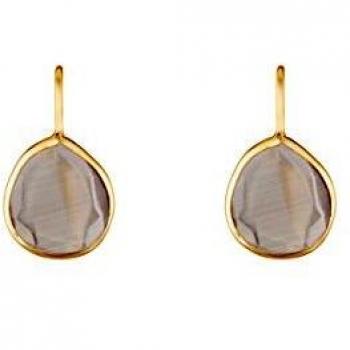 Córdoba Jewels | Pendientes en plata de ley 925 bañados en oro con piedra semipreciosa. Diseño Luxury Mini Gota Gris Gold