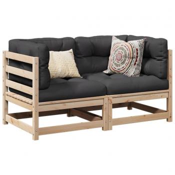 2-Piece Solid Pine Garden Sofa Set with Cushions