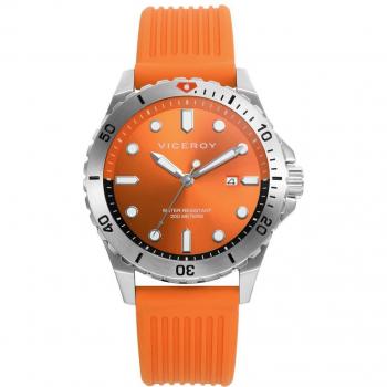 Reloj Viceroy Hombre Heat 401367-97 - Caja de acero, bisel giratorio, correa de silicona naranja, 3 agujas