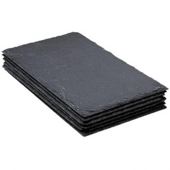 Set de 6 platos rectangulares de pizarra negra 18x30 cm