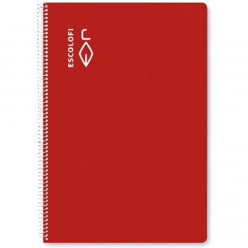 Cuaderno Espiral Folio 50 Hojas Pauta 2,5 con Margen Tapa Dura Color Rojo Escolofi