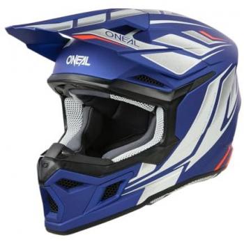 O'Neal 3SRS Vertical Casco de motocross para niños - Azul, Blanco y Rojo, Tamaño L