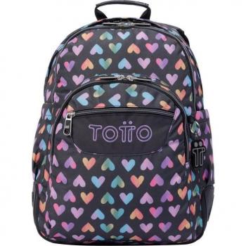 Mochila Escolar Totto Crayoles con Diseño de Corazones Multicolor