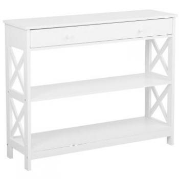 Aparador Blanco Montgomery 80 x 100 x 30 cm con 1 Cajón y 2 Baladas Estilo Rústico