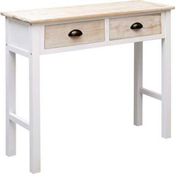 vidaXL Mesa Consola Madera Mobiliario de Hogar Mesa Auxiliar Aparador Moderna Elegante Práctica Duradera Robusta Color Natural/Blanca 90x30x77cm