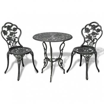 Garden Bistro Set 3-Piece Cast Aluminum in Green Finish
