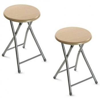Taburetes Plegables de Metal y Madera para Camping y Hogar - Pack de 2