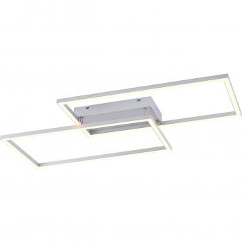 Plafón LED Lucande Muir, rectángulo, CCT, moderno, plateado, metal, 1 lámpara, para salón y comedor
