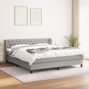 Cama box spring con colchón de muelles gris claro 160x200 cm