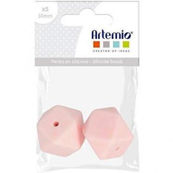 Juego de 2 perlas de silicona hexagonales - 17 mm - rosa empolvado