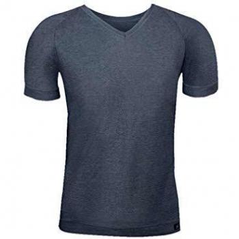 Camiseta Interior Hombre de Manga Corta con Cuello Pico -Algodón Egipcio- Talla Grande 2XL/ 3XL - Color Gris Oscuro