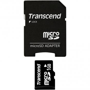 Transcend TS1GUSD - Tarjeta de Memoria Micro SD de 1 GB con 1 Adaptador