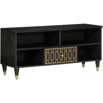 Mueble de TV móvil 100x33x46 cm madera maciza de mango negro