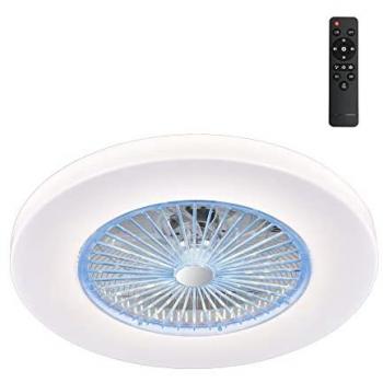 Ventilador Plafón LED Ponele CCT Regulable 45W 3000-4000-6000K con mando a distancia, color blanco, sin aspas visibles, función de memoria encendido