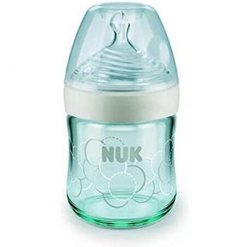 Biberón de vidrio Nuk Nature Sense, 120 ml, tetina de silicona tamaño S, 0-6 meses