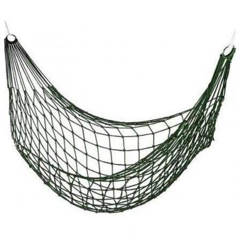 Hamaca Colgante de Red Relaxdays para 1 Persona, Ligera y Compacta, Uso Interior y Exterior, Color Verde Oscuro
