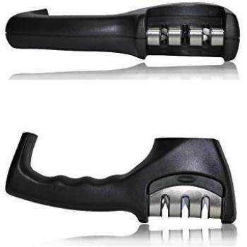 3 fase cuchillo afilado, pretihom profesional cuchillo afilado sistema para todos los cuchillos de cocina, Afina el acero y cerámica cuchillos en todos los tamaños, color negro.