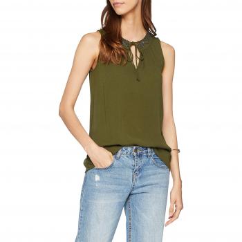 Vero Moda Vmfie S/l Emb. Top D2-4, Camiseta sin Mangas para Mujer, Verde Ivy Green, 42