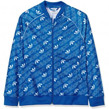 adidas Kid's Trefoil Monogram SST Jacket, Bluebird/White, Size 128