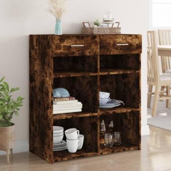Aparador de madera multicapa en roble ahumado 80x42,5x93 cm
