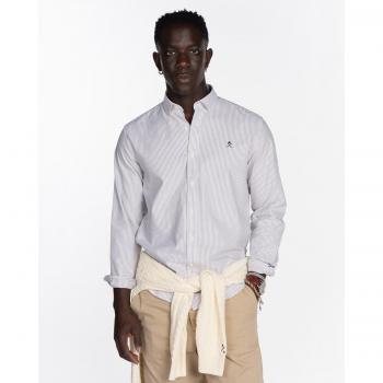 Camisa de algodón clásica de hombre con rayas Mediterráneo color camel S