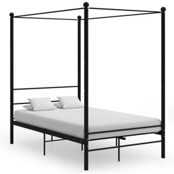 Cama con dosel de metal negro 120x200 cm