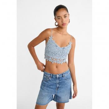 Sky Blue Crochet Strappy Top M