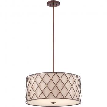 Lámpara colgante grande Brown Lattice de Elstead, cobre, 4 bombillas E27, diseño de celosía marrón