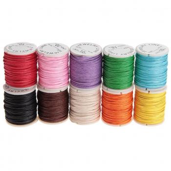 Hilo de algodón encerado cordón cadena joyería cordón rebordear cable joyería rosca 10 M x 1 MM - 10 piezas