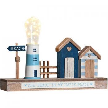 Faro Azul Decoración Luminosa LED MDF - 32x6x23 cm (Caja de 2 unidades)