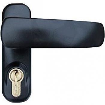 Manija y cilindro externo ISEO 94021005 para maniglones antipanico, color negro reversible